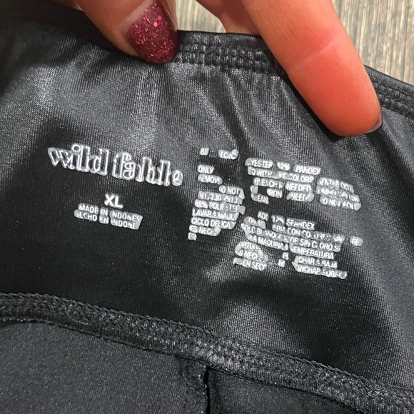 Wild Fable Leather Leggings Pants High Rise Elastic Waist Pull-On Black Size XL - Picture 3 of 7